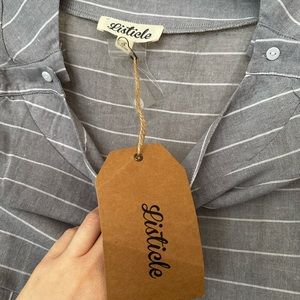 Listicle | Tops | Nwt Blue Striped Boxy Blouse | Poshmark